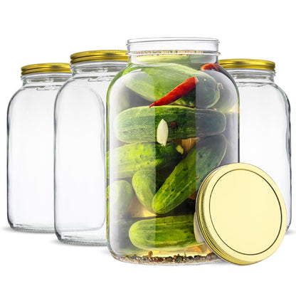 Kitchentoolz 1-Gallon Glass Mason Jars with Airtight Metal Lids (2-Pack)