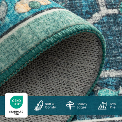 Vibrug Coastal Medallion OEKO-TEX Certified Washable Area Rug