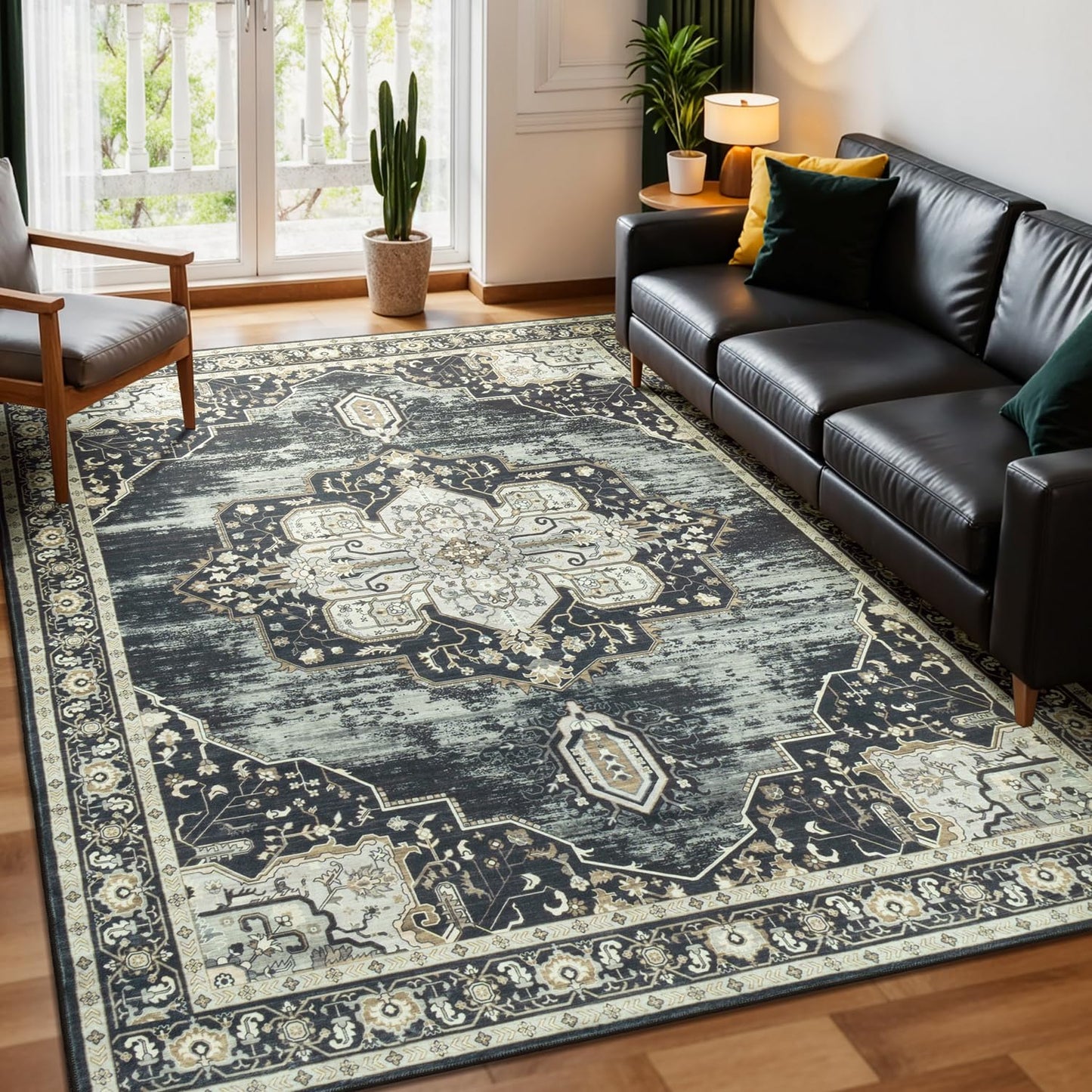 Vibrug Coastal Medallion OEKO-TEX Certified Washable Area Rug