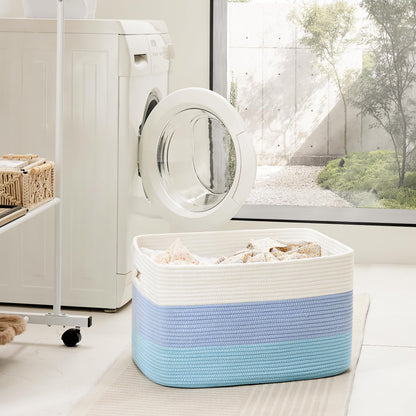 Artfeel 65L Rectangle Woven Natural Cotton Rope Storage Basket