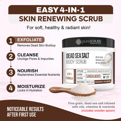 Fragrance-Free Dead Sea Salt Body Scrub, Organic Oils – pureSCRUBS Unscented