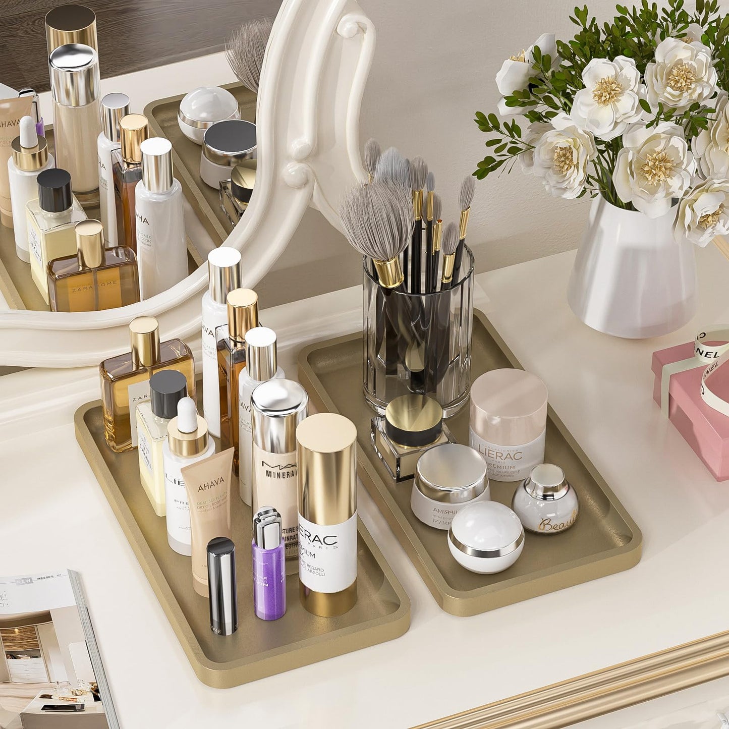 Sustainable Bamboo Bathroom Vanity Tray: Sleek Countertop Organizer