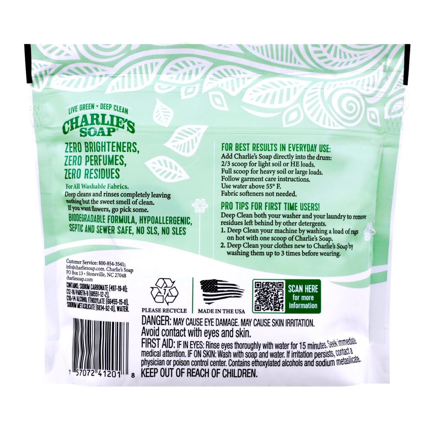 Charlie’s Soap Fragrance-Free Hypoallergenic Deep Cleaning Laundry Powder
