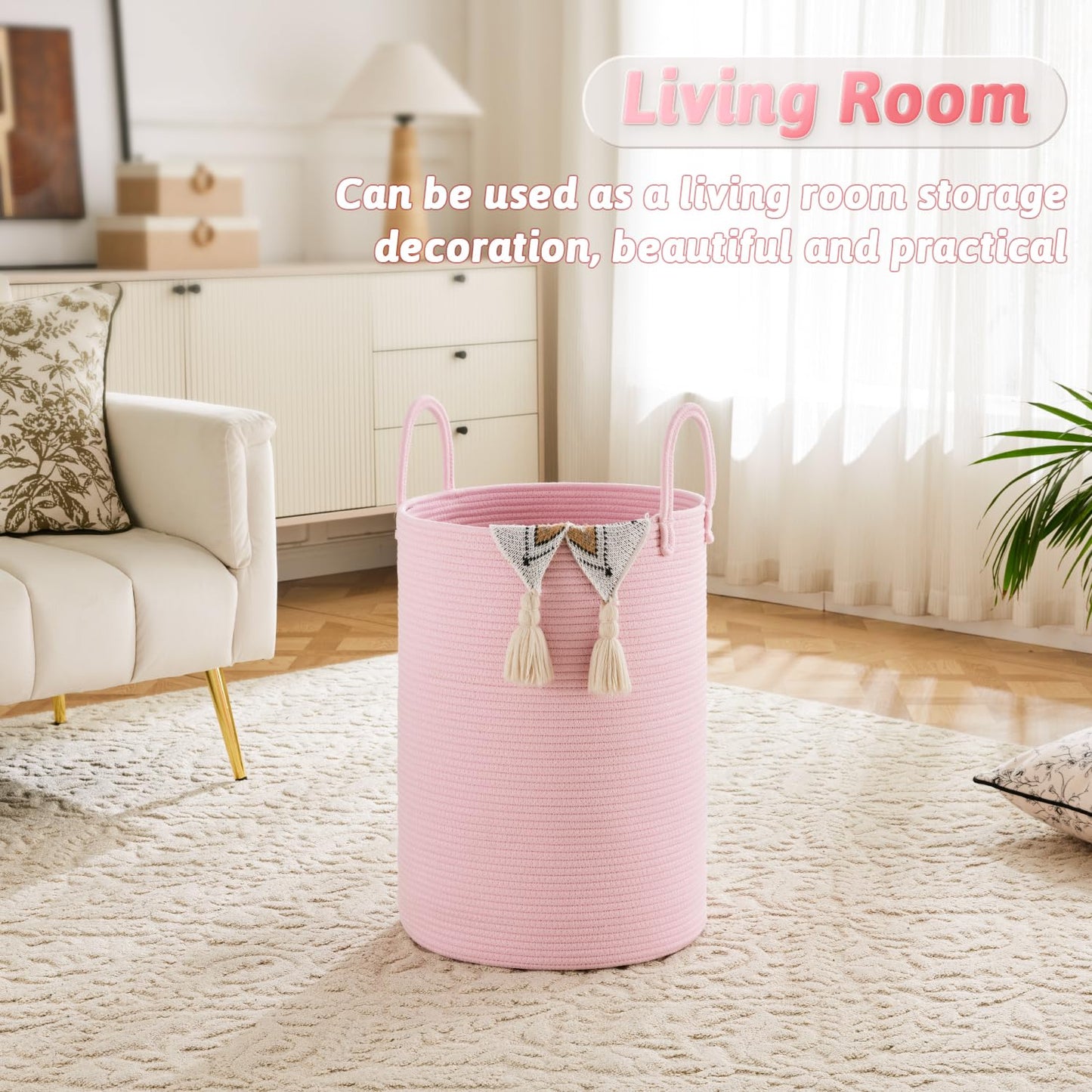 Artfeel 60L Handwoven Natural Cotton Rope Laundry Hamper