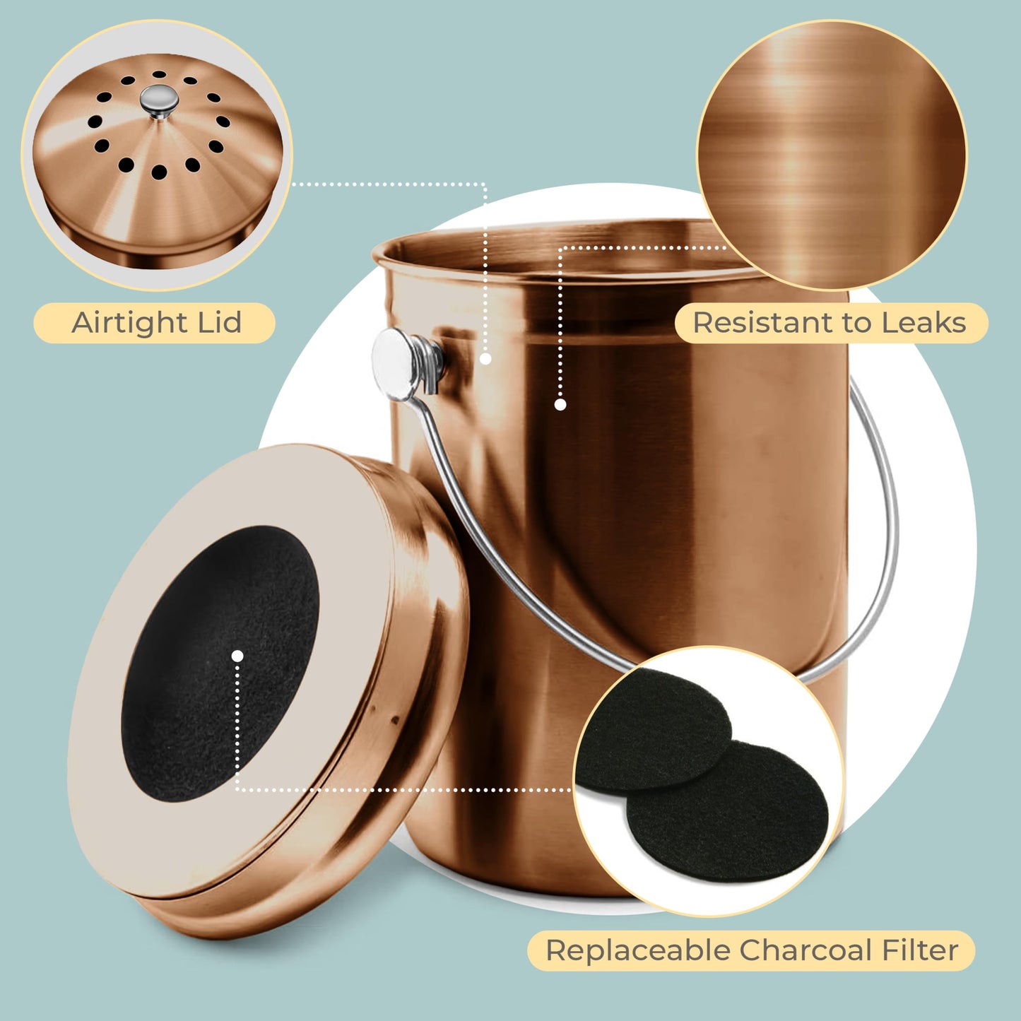 Odorless Indoor Composting: EPICA One-Piece Molded Stainless Bin