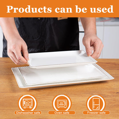 Kassel 3-Piece Ceramic Serving Platter Set: Artisan Lead-Free Ceramic for Zero-Plastic Party Presentation