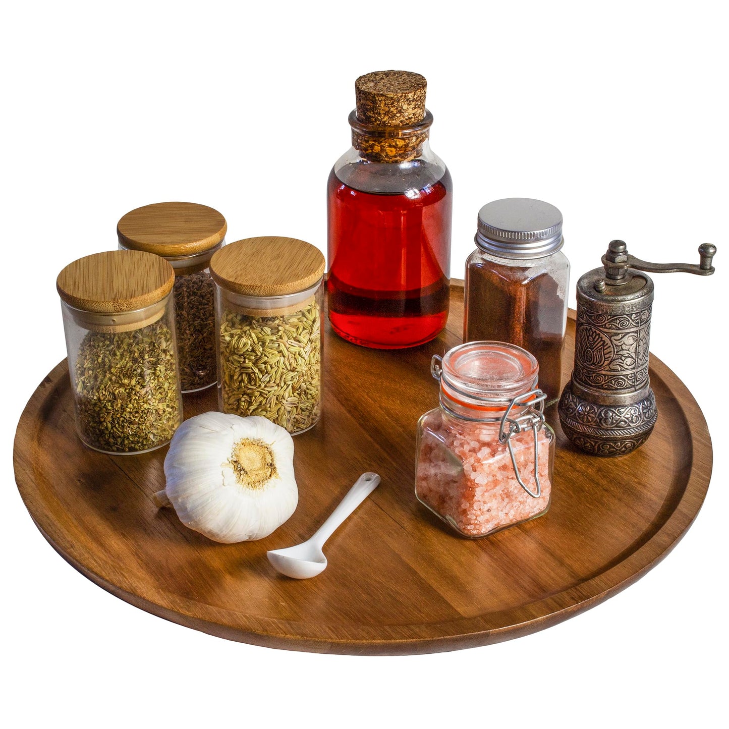 TB Home Acacia Wood Lazy Susan Kitchen Turntable Organizer