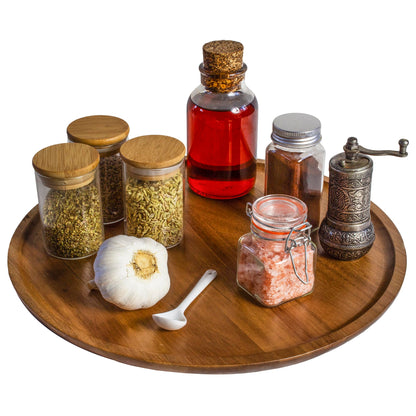 TB Home Acacia Wood Lazy Susan Kitchen Turntable Organizer
