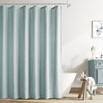 Naturoom Weighted Natural Flax Linen Shower Curtain Set