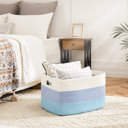 Artfeel 65L Rectangle Woven Natural Cotton Rope Storage Basket