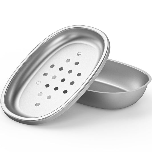 Stainless Steel Soap Dish with Drain Tray | TRUE Shift 304‑Grade Soap Saver