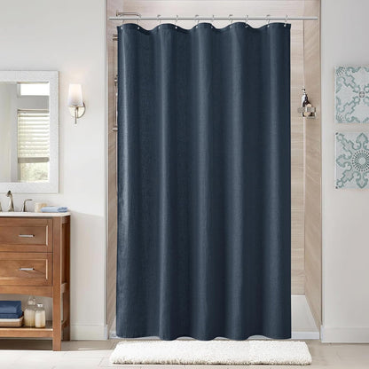Naturoom Weighted Natural Flax Linen Shower Curtain Set