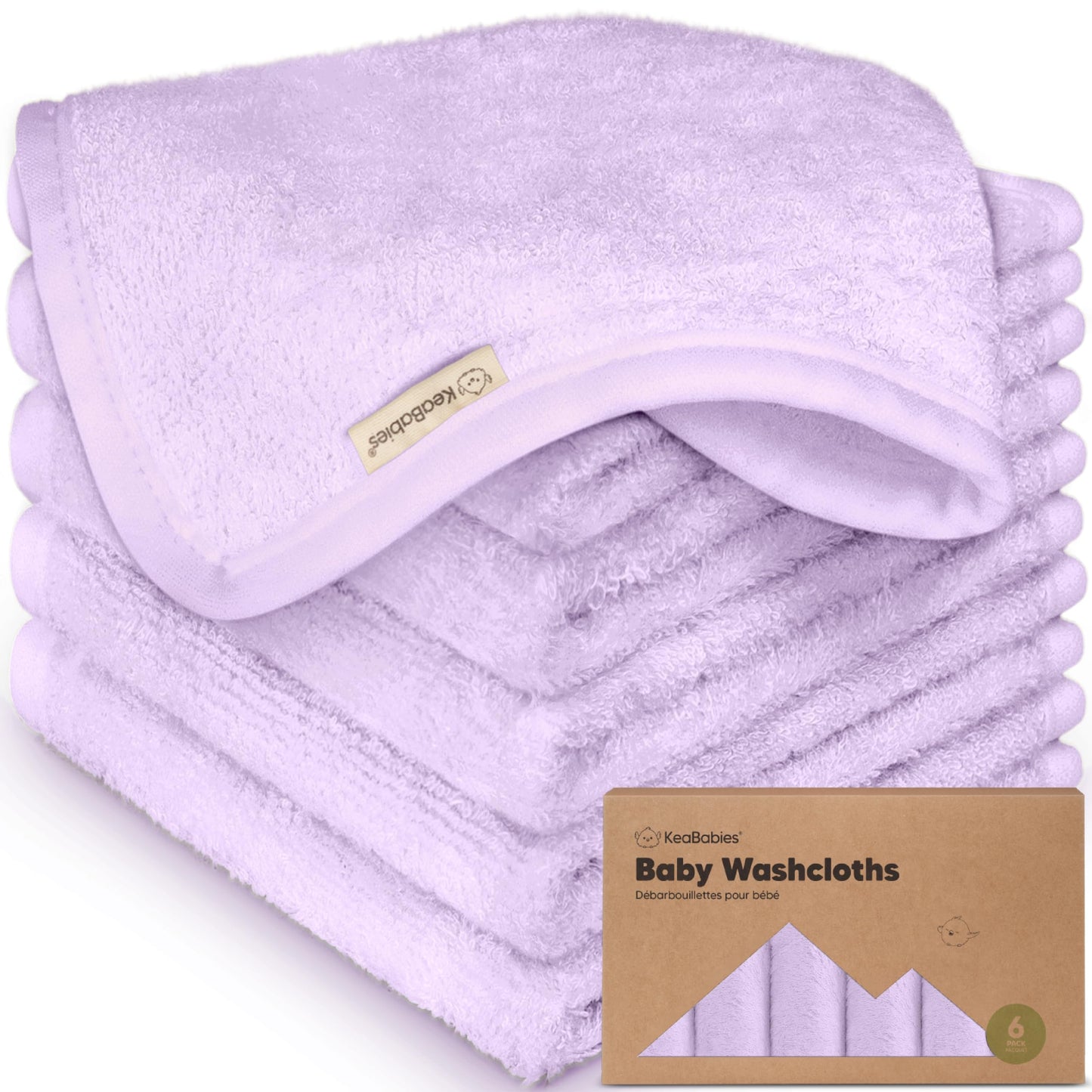 KeaBabies Bamboo Washcloths: 500GSM Ultra-Soft 6-Pack