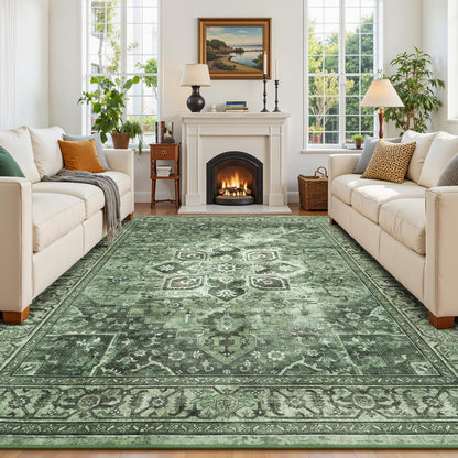 Vibrug Coastal Medallion OEKO-TEX Certified Washable Area Rug