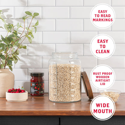 Kitchentoolz 1 Gallon Glass Mason Jar with Acacia Wood Lid