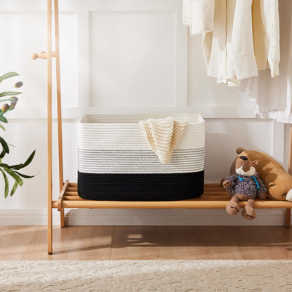Artfeel 65L Rectangle Woven Natural Cotton Rope Storage Basket