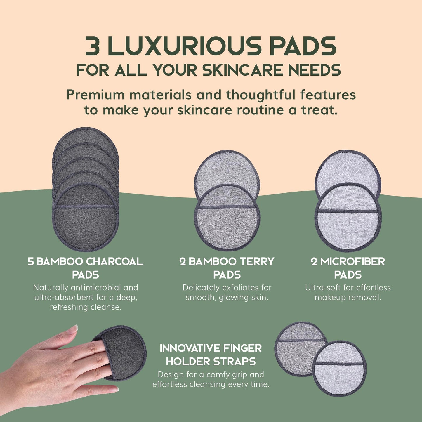Greenzla Reusable Makeup Remover Pads: 20-Pack Bamboo Cotton Rounds