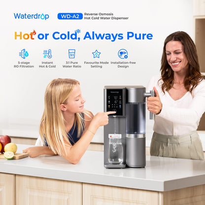 Waterdrop WD-A2 Countertop Reverse Osmosis System: Instant Hot and Cold, No Plumbing