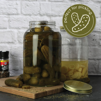 Kitchentoolz 1-Gallon Glass Mason Jars with Airtight Metal Lids (2-Pack)