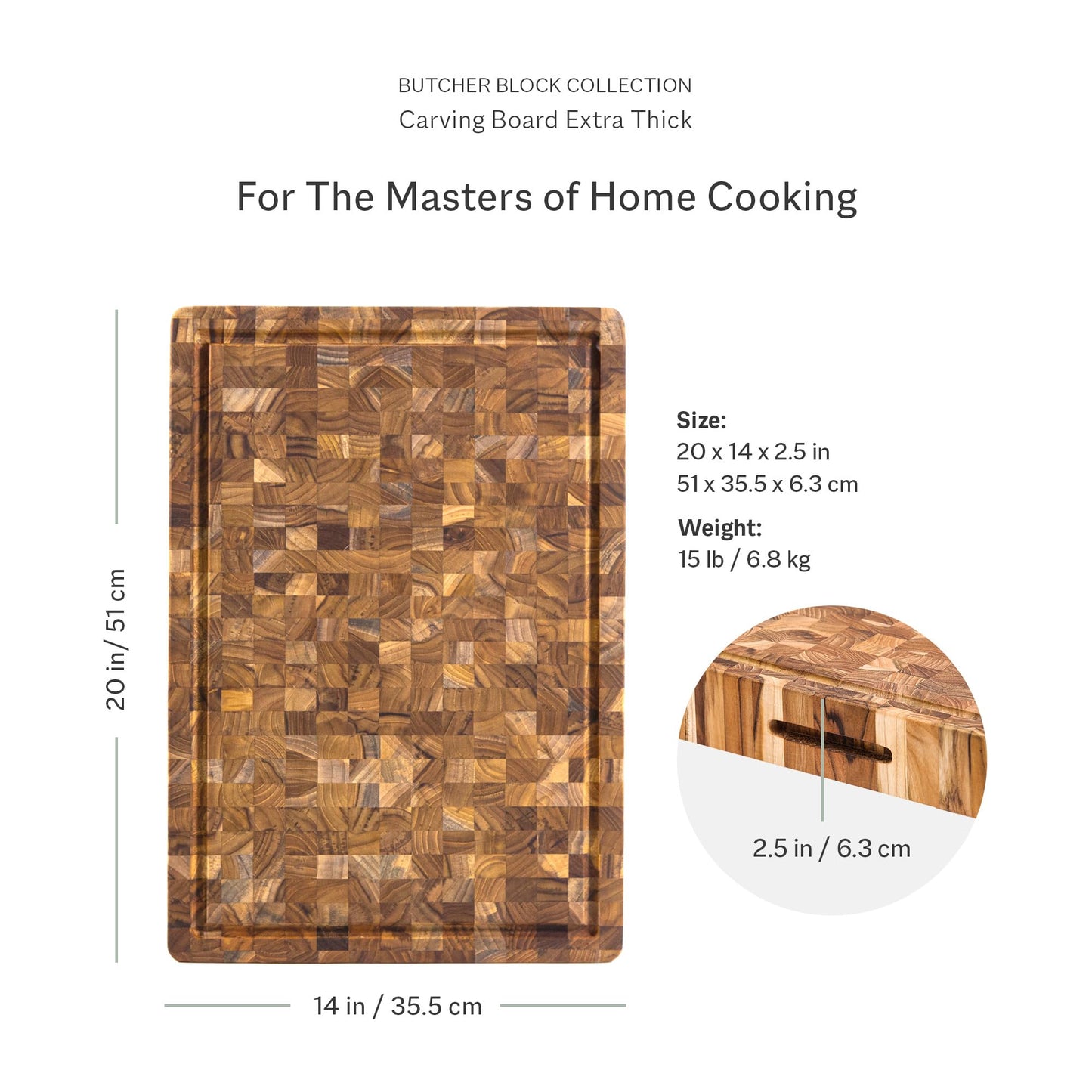 Teakhaus Butcher Block - Extra Large End-Grain Teak Cutting Board