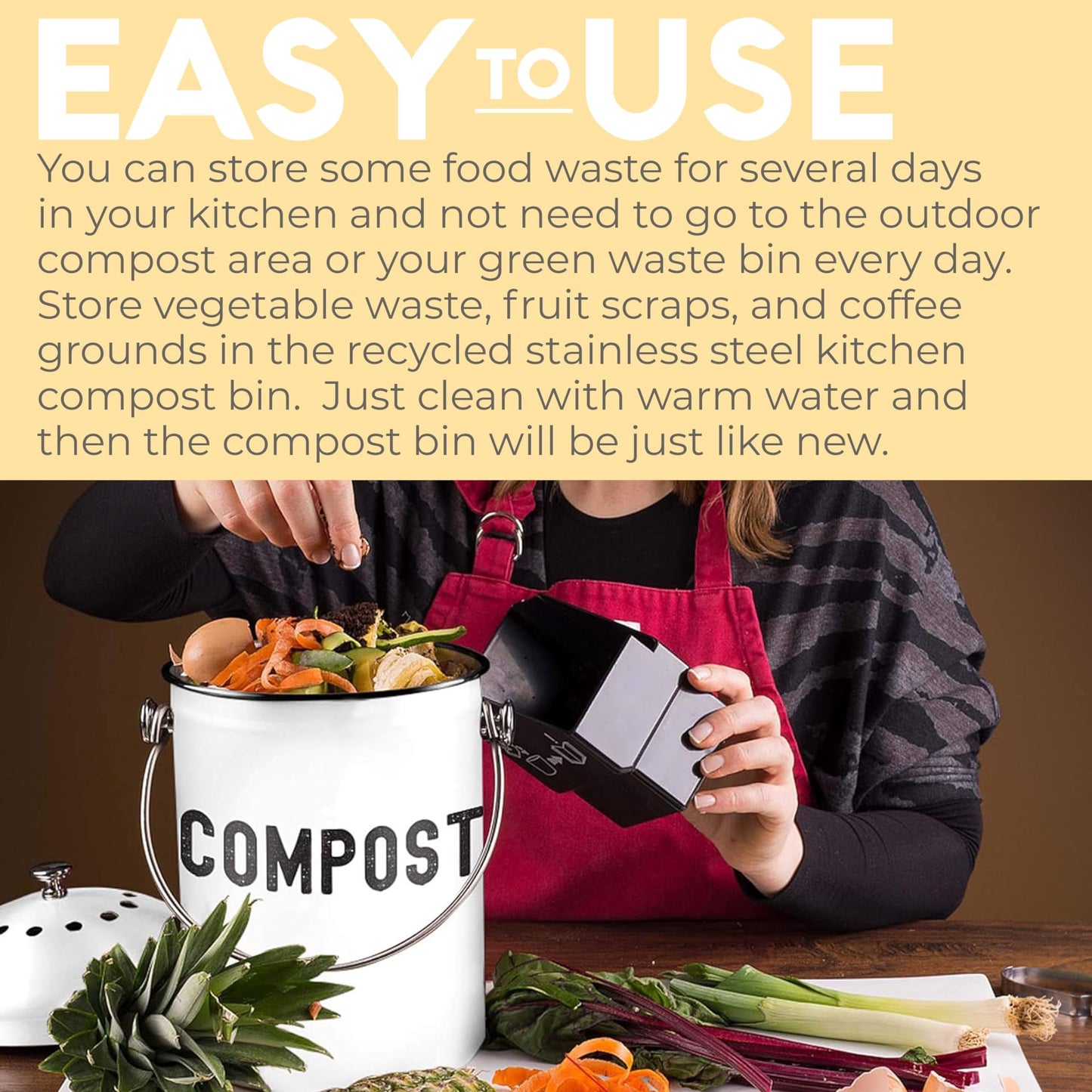 Odorless Indoor Composting: EPICA One-Piece Molded Stainless Bin