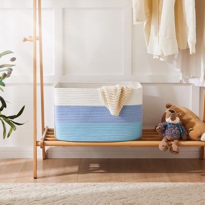 Artfeel 65L Rectangle Woven Natural Cotton Rope Storage Basket