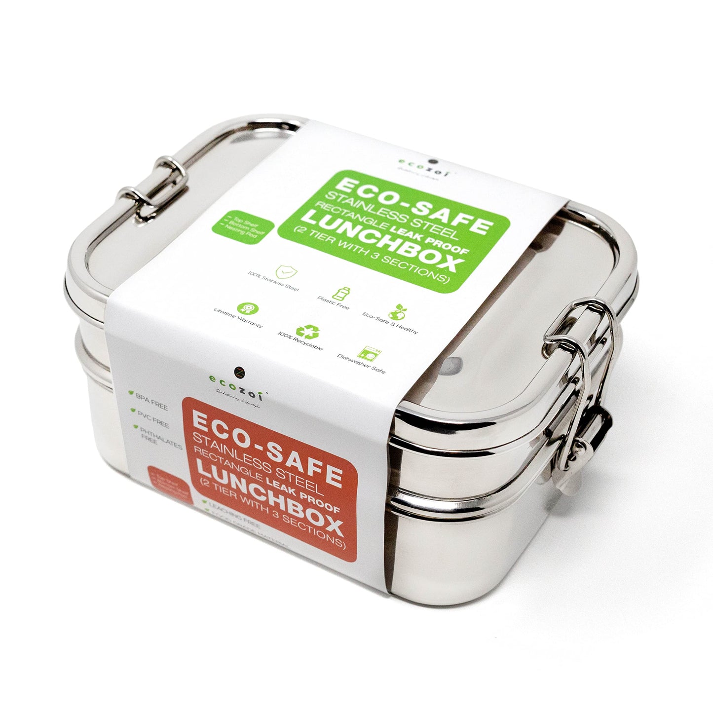 ecozoi 3‑in‑1 Leak‑Proof Stainless Steel Bento Lunch Box | TRUE Shift Reusable Metal Food Container