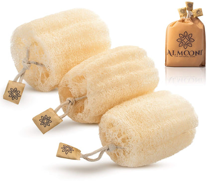 Almooni Natural Egyptian Loofah Exfoliating Body Scrubber (3-Pack)