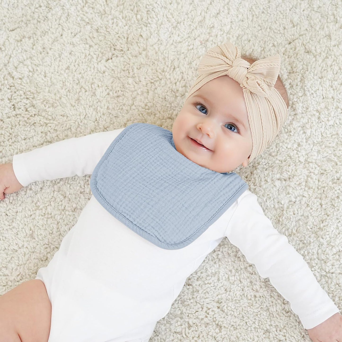 Bearmoss 100% Cotton Square Muslin Baby Drool Bibs (8-Pack)