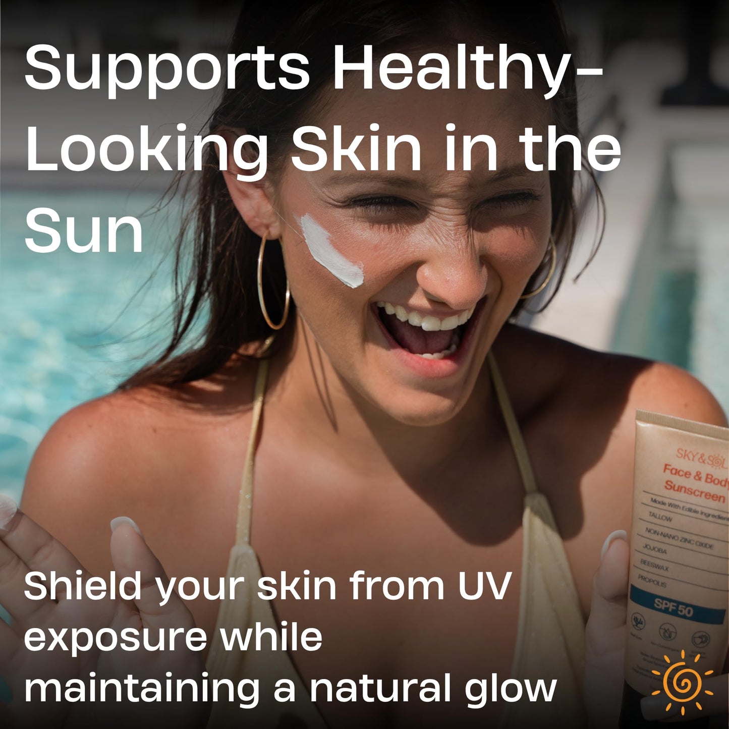 Sky and Sol Natural Mineral Sunscreen SPF 30 3 oz: Natural Tallow & Zinc Oxide, Reef Safe, Water Resistant, Fragrance-Free, Non-Greasy Formula for Face and Body