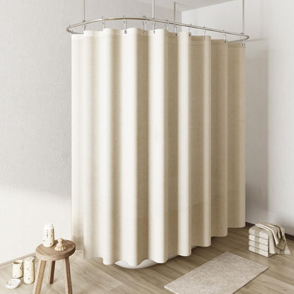 Naturoom Weighted Natural Flax Linen Shower Curtain Set