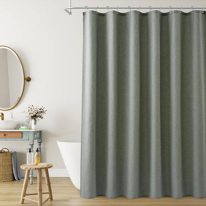 Naturoom Weighted Natural Flax Linen Shower Curtain Set