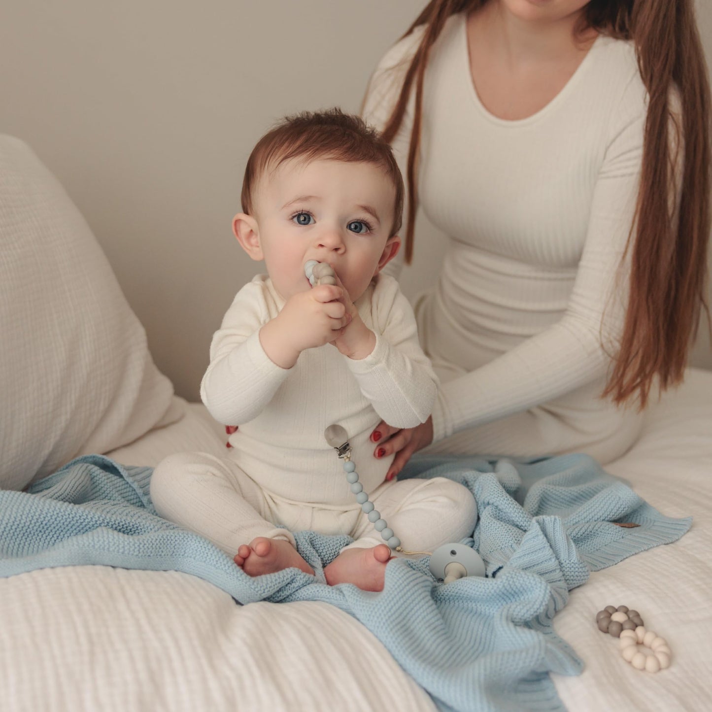 Bleu La La Heritage Knit Blanket: 100% Organic Cotton Luxury