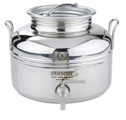 Sansone Stainless Steel Dispenser | TRUE Shift Italian 18/10 Spigot Jar (2.6 Gal)