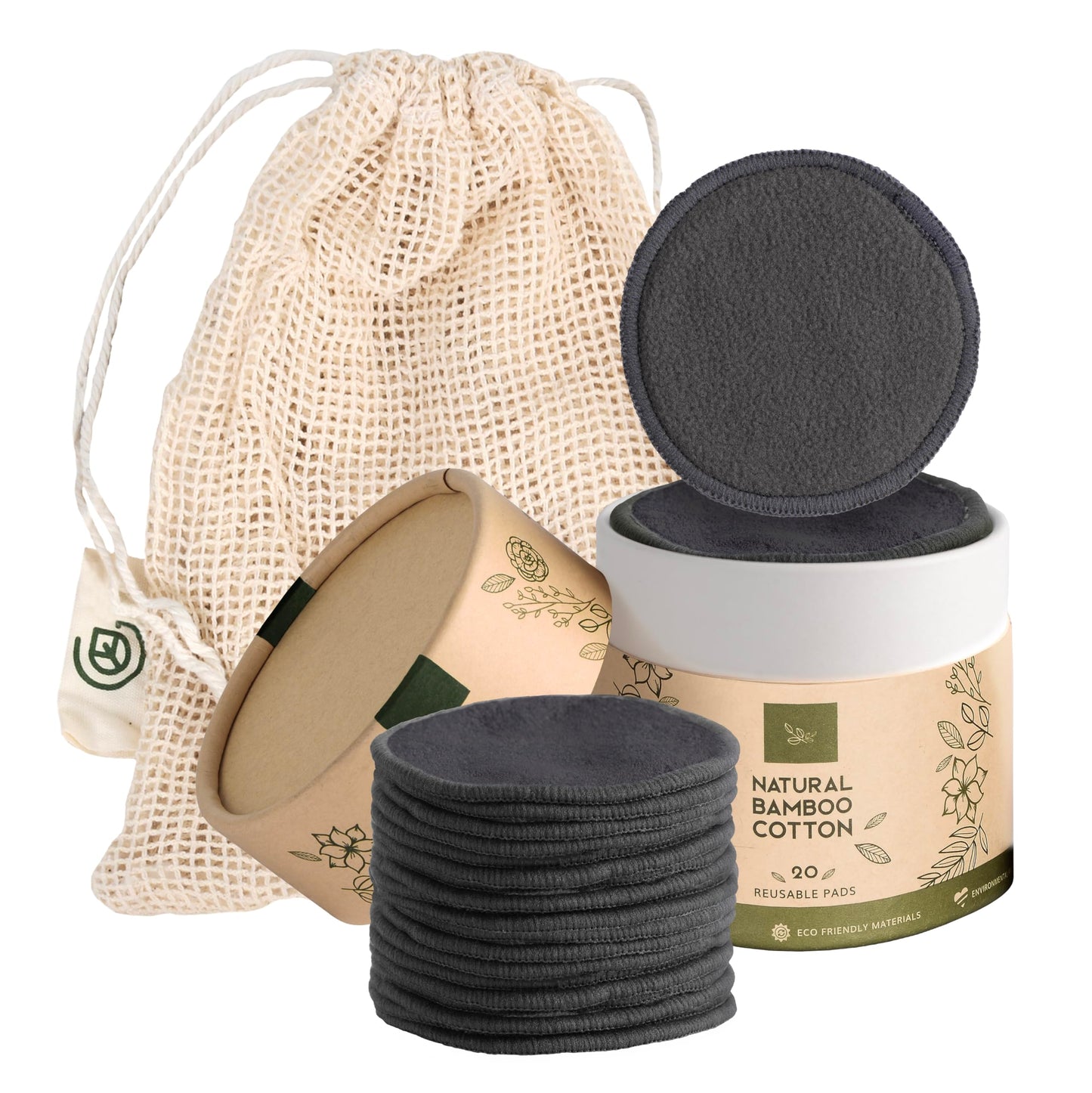 Greenzla Reusable Makeup Remover Pads: 20-Pack Bamboo Cotton Rounds