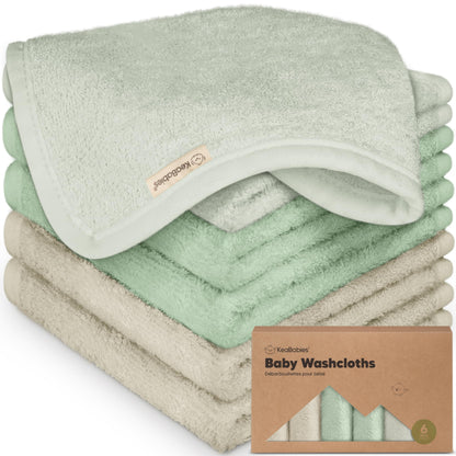 KeaBabies Bamboo Washcloths: 500GSM Ultra-Soft 6-Pack