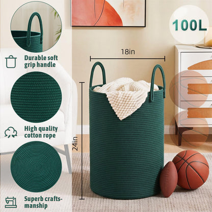 Artfeel 60L Handwoven Natural Cotton Rope Laundry Hamper