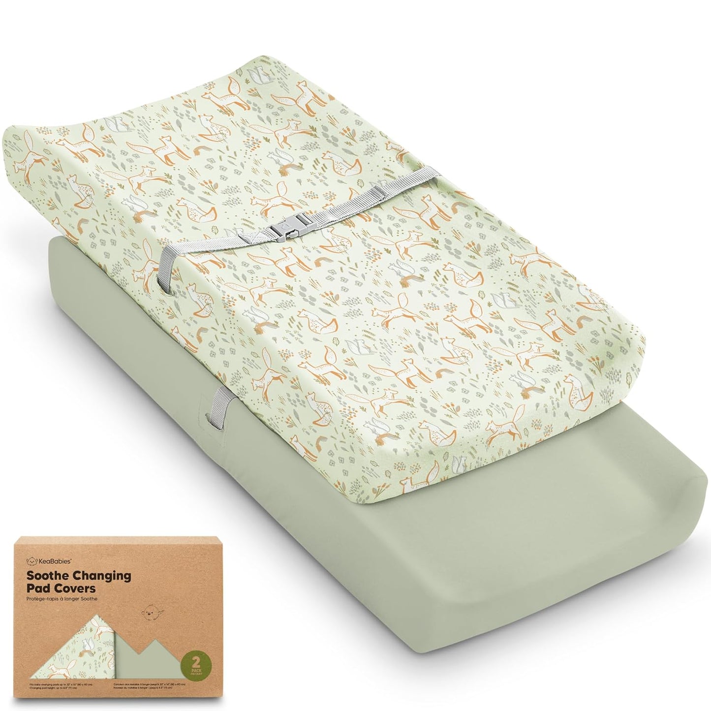 Soothe 100% GOTS-Certified Organic Cotton Changing Pad Covers (2-Pack)