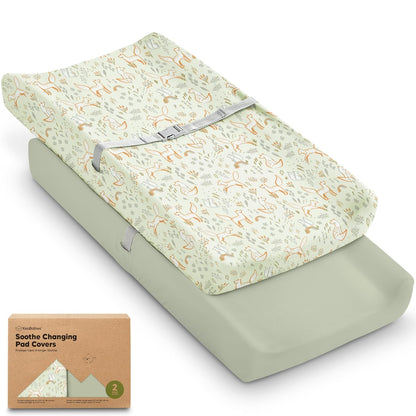Soothe 100% GOTS-Certified Organic Cotton Changing Pad Covers (2-Pack)