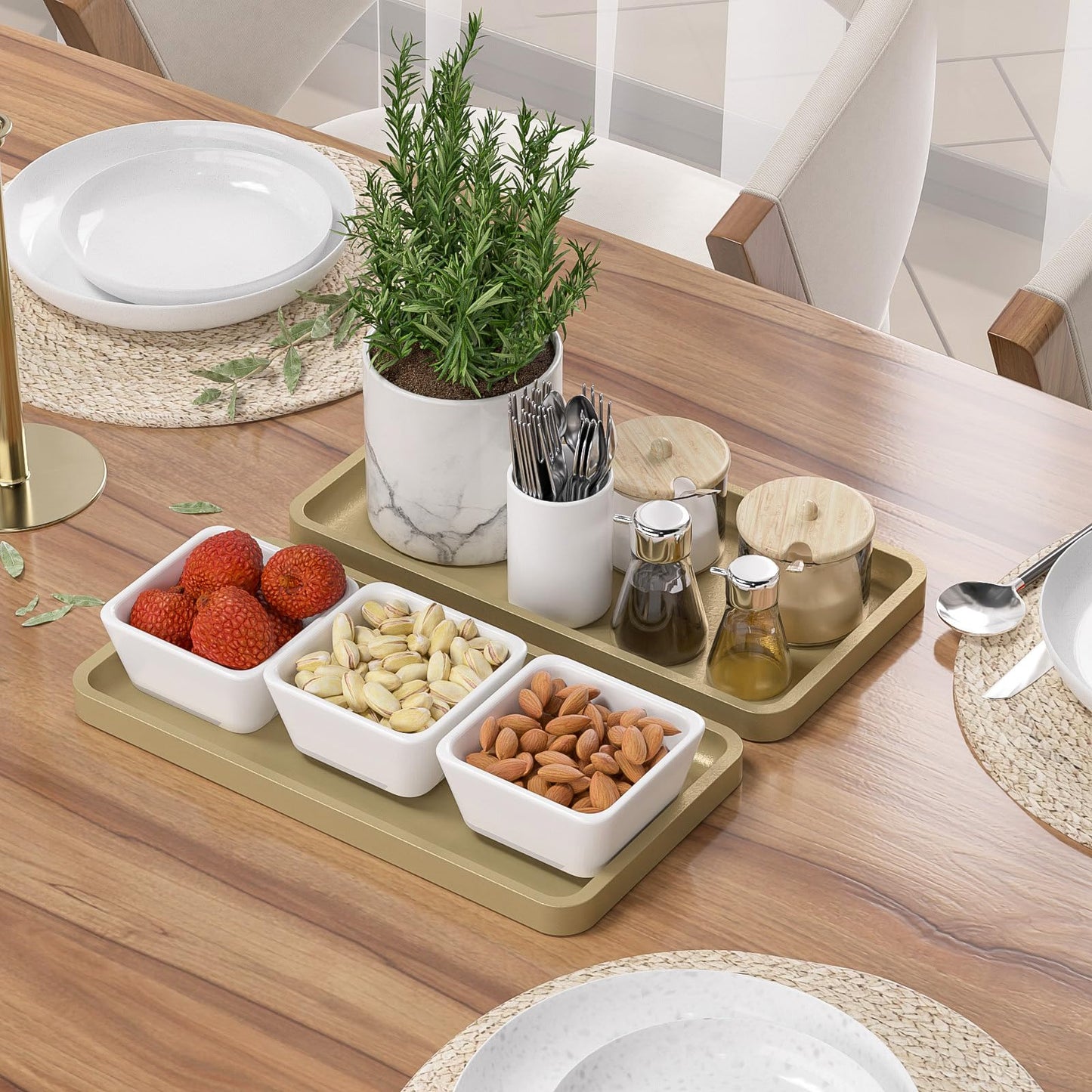 Sustainable Bamboo Bathroom Vanity Tray: Sleek Countertop Organizer