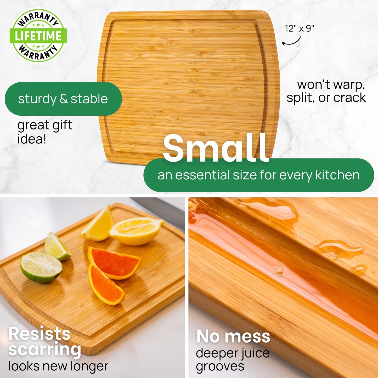 Microplastic-Free & Non-Toxic Greener Chef XL Organic Bamboo Cutting Board