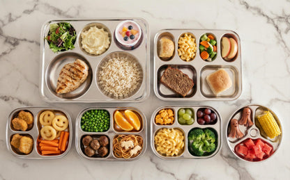 Korean Premium 304 Stainless Steel 5-Compartment Divided Plates (Set of 2)