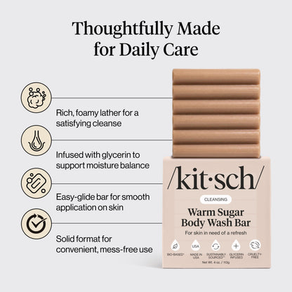 Plastic-Free Sugar Body Scrub Bar, Vegan & Leaping Bunny – Kitsch