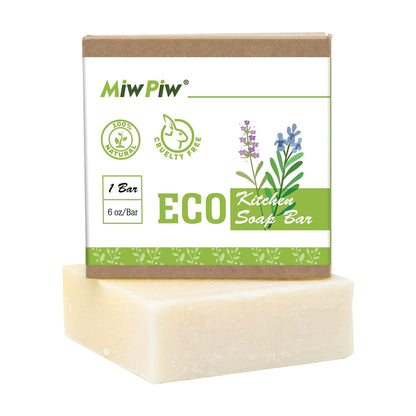 Miw Piw Vegan Dish Soap Bar – Large 6 oz, Plastic‑Free & Palm‑Oil Free