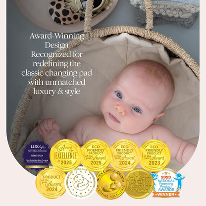 BEBE BASK Premium Changing Basket: Artisan Seagrass & Bamboo Set