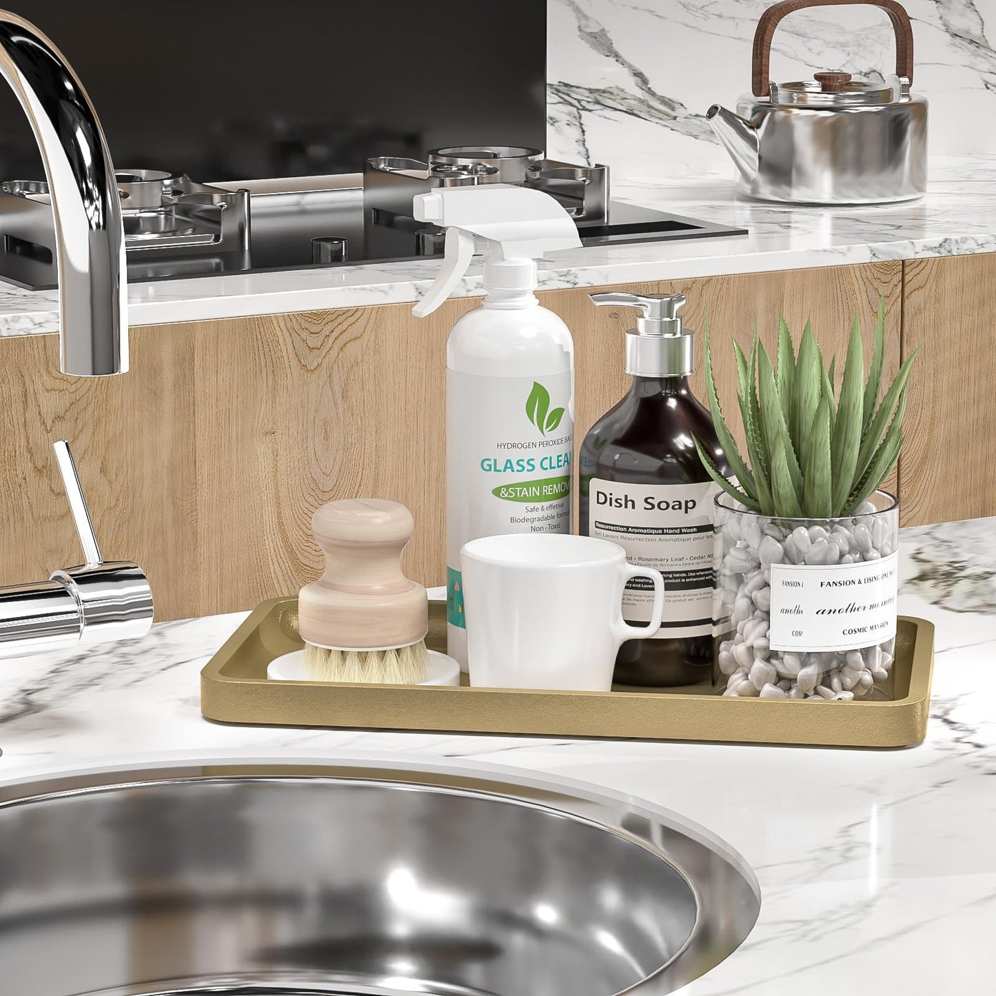 Sustainable Bamboo Bathroom Vanity Tray: Sleek Countertop Organizer