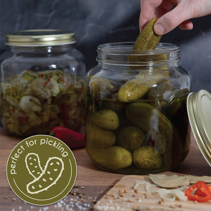 Kitchentoolz 64 oz Glass Mason Jars with Airtight Metal Lids (6 Pack)