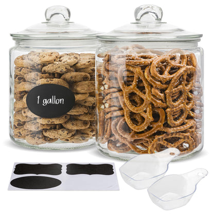 KooK 1/2 Gallon Glass Storage Containers with Airtight Lids (Set of 2)