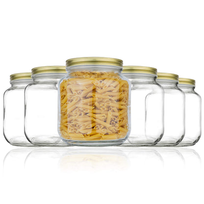 Kitchentoolz 64 oz Glass Mason Jars with Airtight Metal Lids (6 Pack)
