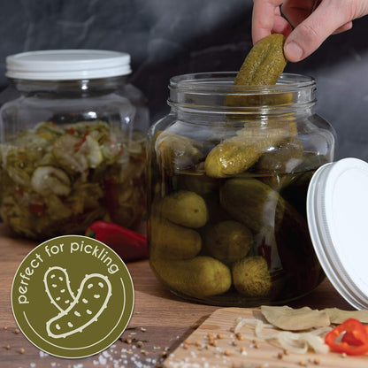 Kitchentoolz 64 oz Glass Mason Jars with Airtight Metal Lids (6 Pack)